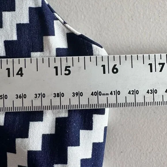 Haani Dress Womens Small Petite Blue White Geometric Business Casual Wedding - Picture 7 of 11